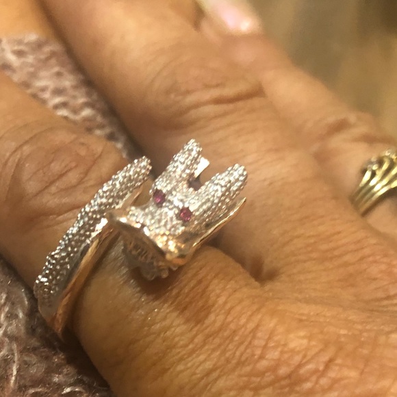 1 DY Sale ONLY! 14K ROSE GOLD DRAGON WHite Sapph R - Picture 14 of 16